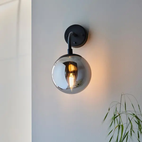 Erin Black Wall Light C/W Smoked Shade
