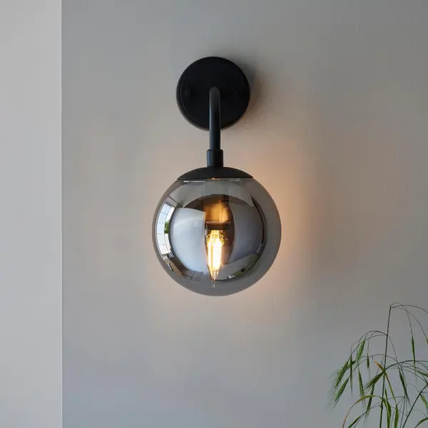 Erin Black Wall Light C/W Smoked Shade