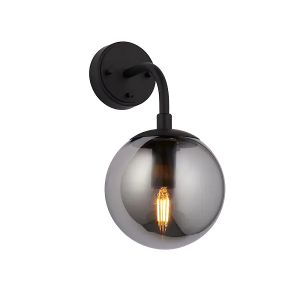 Erin Black Wall Light C/W Smoked Shade