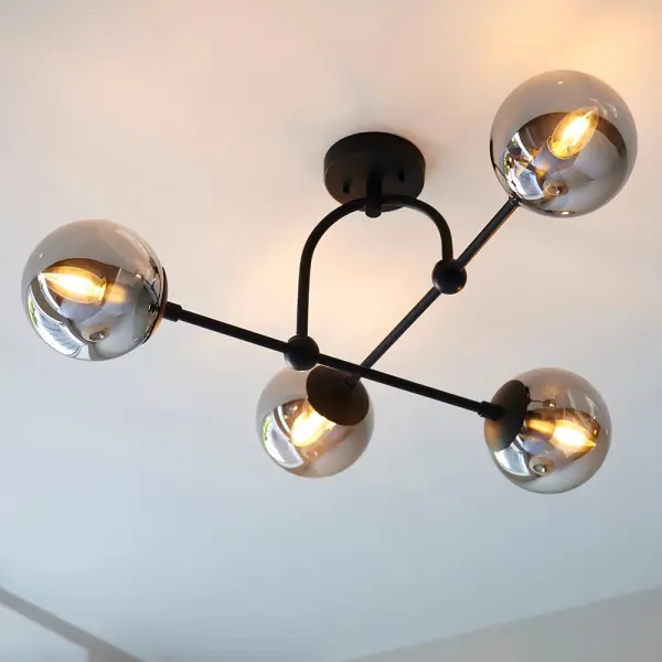 Erin 4 Light Black Semi Flush C/W Smoked Shades