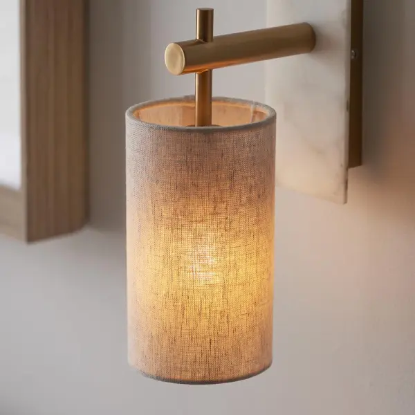 Ellie Brass & Marble Wall Light with Cylinder Shade