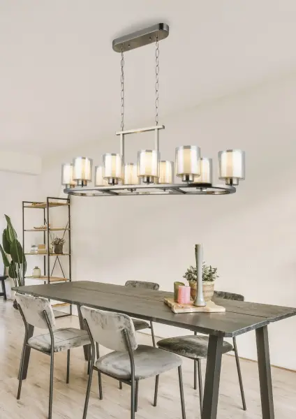 Yara 10 Light Satin Chrome Bar Pendant