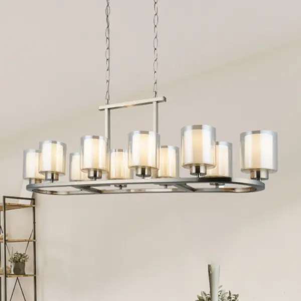 Yara 10 Light Satin Chrome Bar Pendant