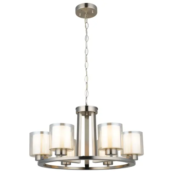 Yara Round Satin Chrome 6 Light Pendant