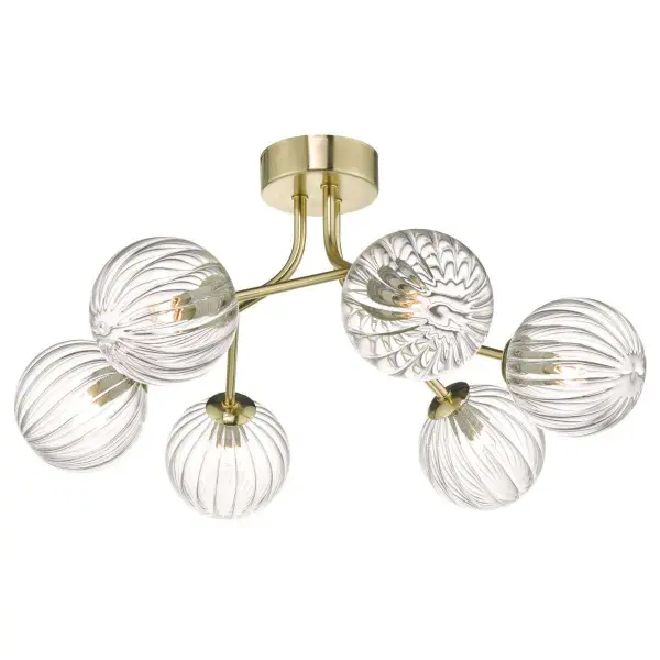 Yiska 6lt Semi-Flush Gold & Glass
