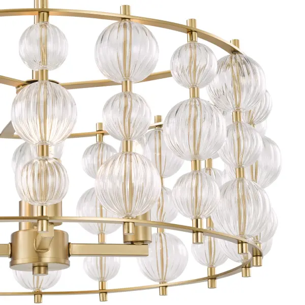 Yuridia 4 Light Satin Gold & Ribbed Glass Ceiling Pendant