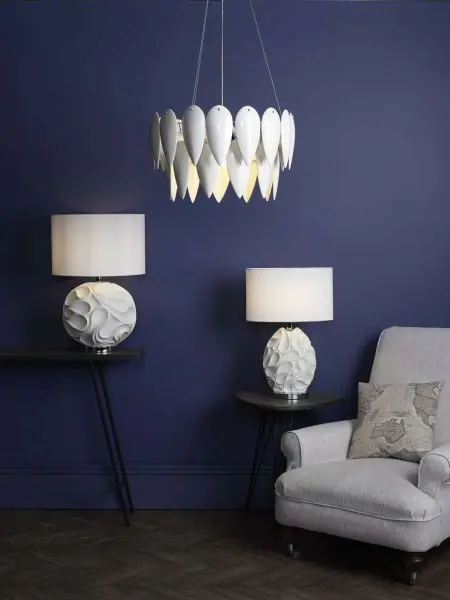 Zachary Table Lamp White Oval Cw Shd