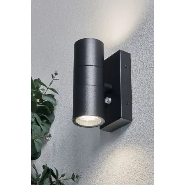 Leto Black Up & Down Photocell Wall Light