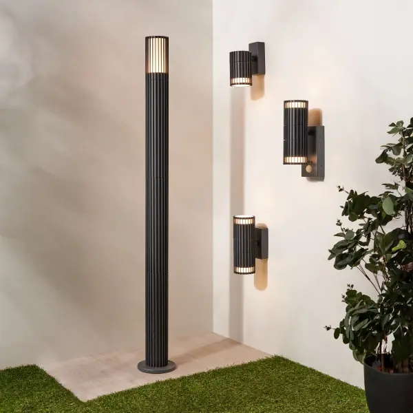 Muto Up & Down Anthracite Wall Light with PIR