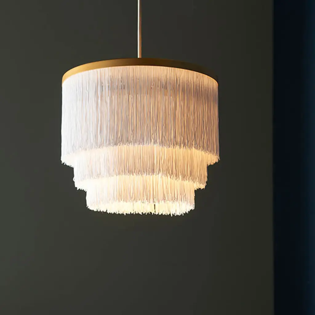 Single Gold & White Fringe Pendant