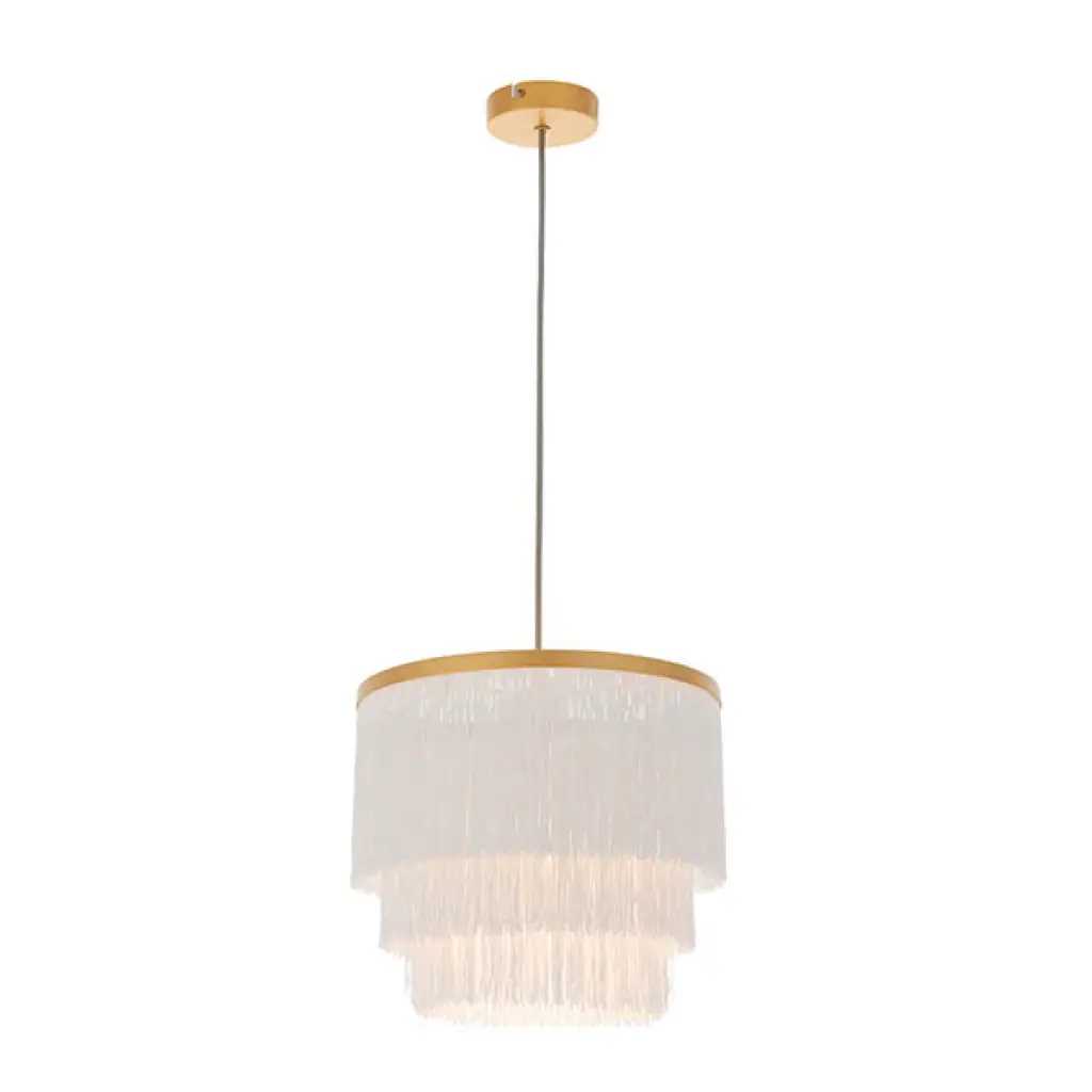 Single Gold & White Fringe Pendant