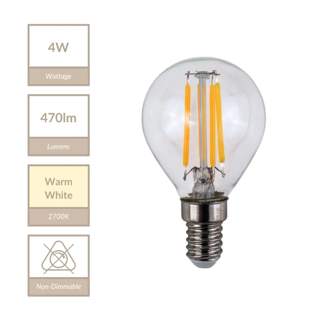 4W E14 Non-Dimmable Golf Ball Bulb in Warm White