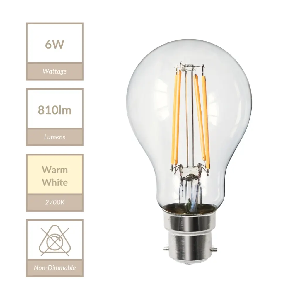 6W B22 Non Dimmable Bulb in Warm White