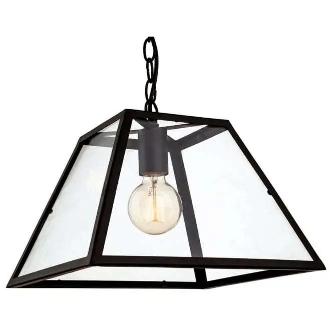 Modern Industrial Black Open Glass Box Pendant