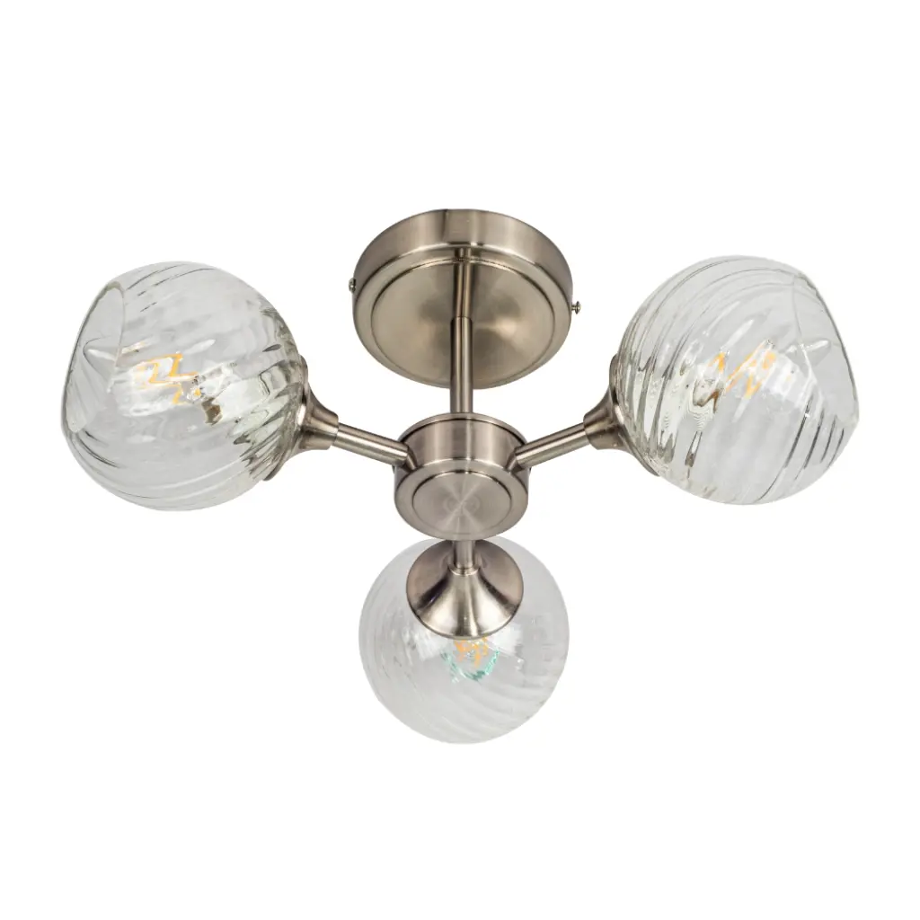 Mona 3 Light Satin Chrome Semi Flush Fitting