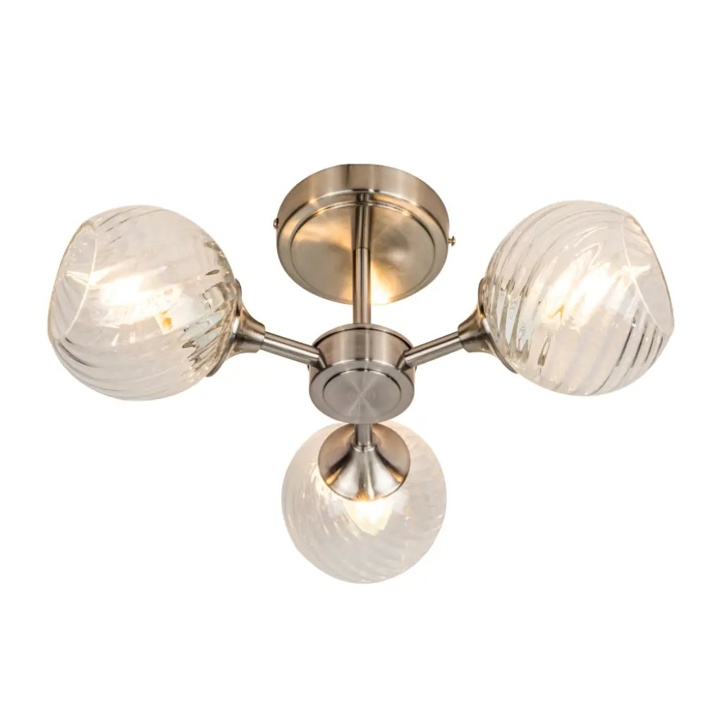 Mona 3 Light Satin Chrome Semi Flush Fitting