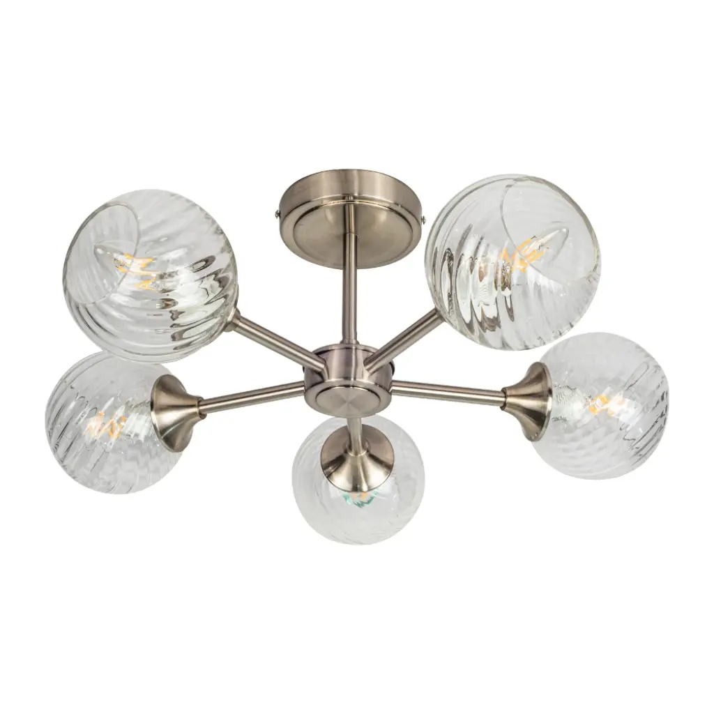 Mona 5 Light Satin Chrome Semi Flush Fitting