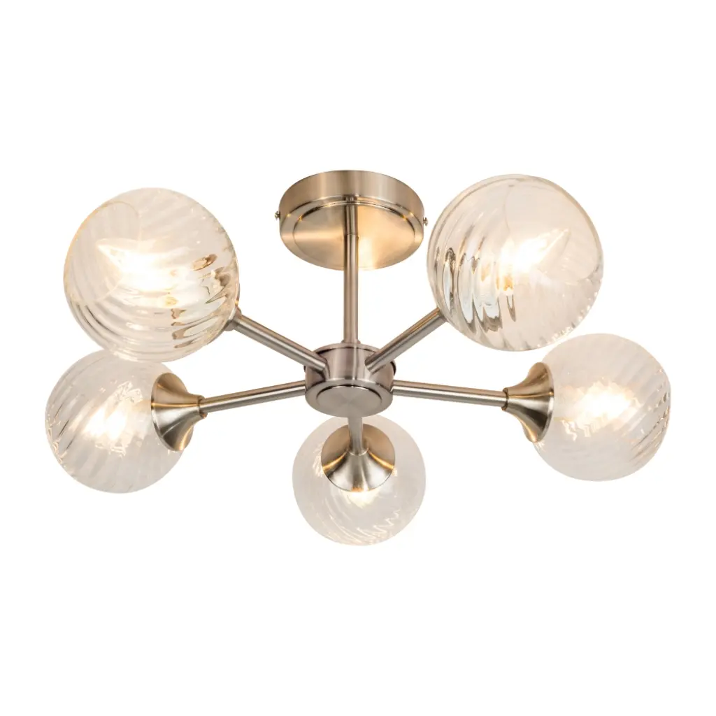 Mona 5 Light Satin Chrome Semi Flush Fitting