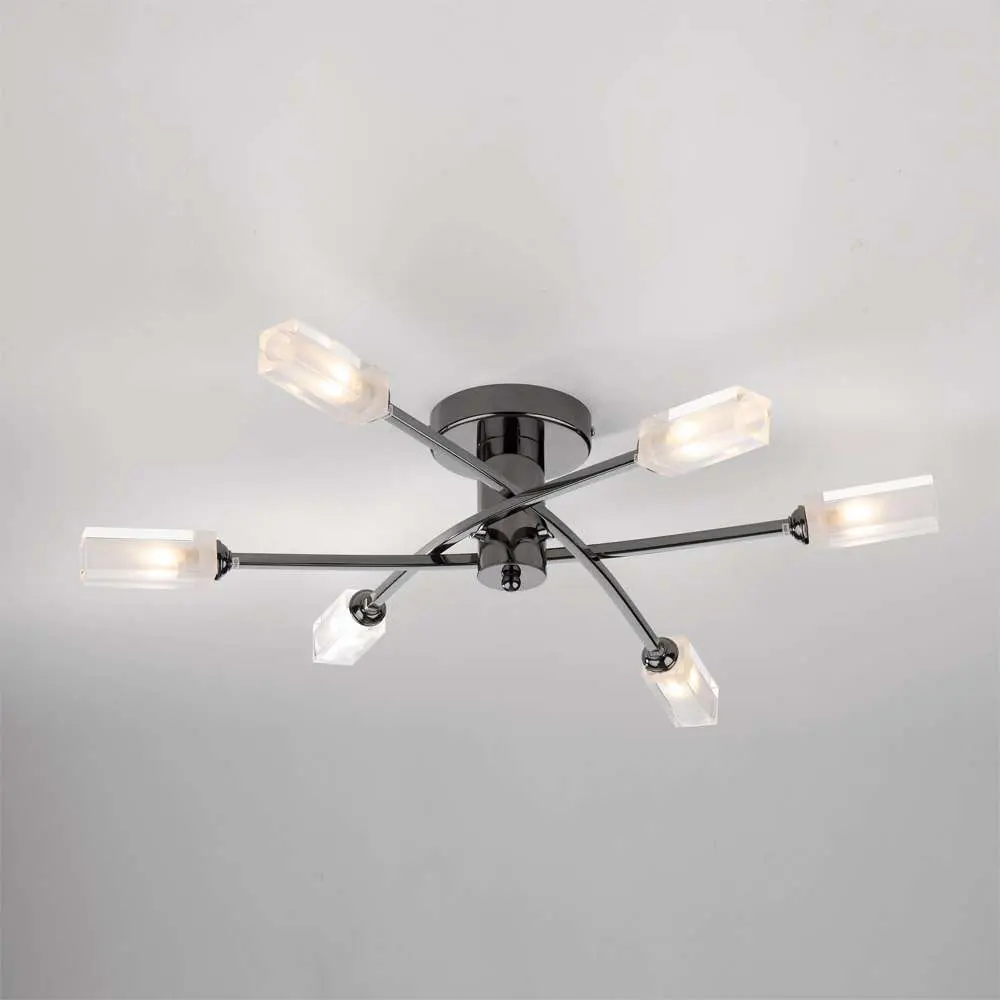 Morgan 6 Light Semi Flush Black Chrome