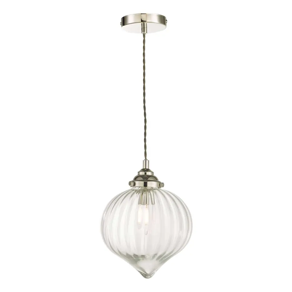 Mya Polished Nickel & Glass Pendant
