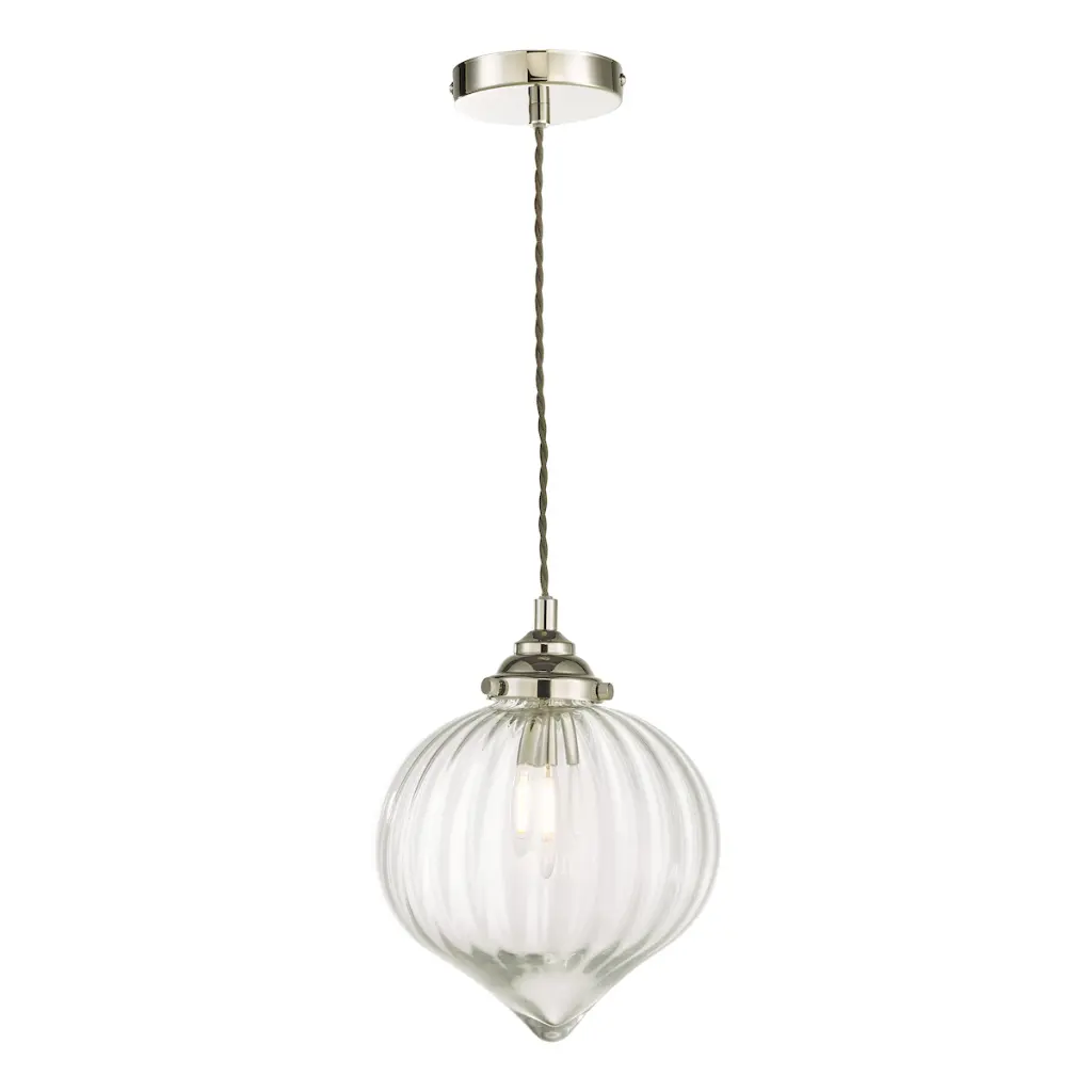 Mya Polished Nickel & Glass Pendant
