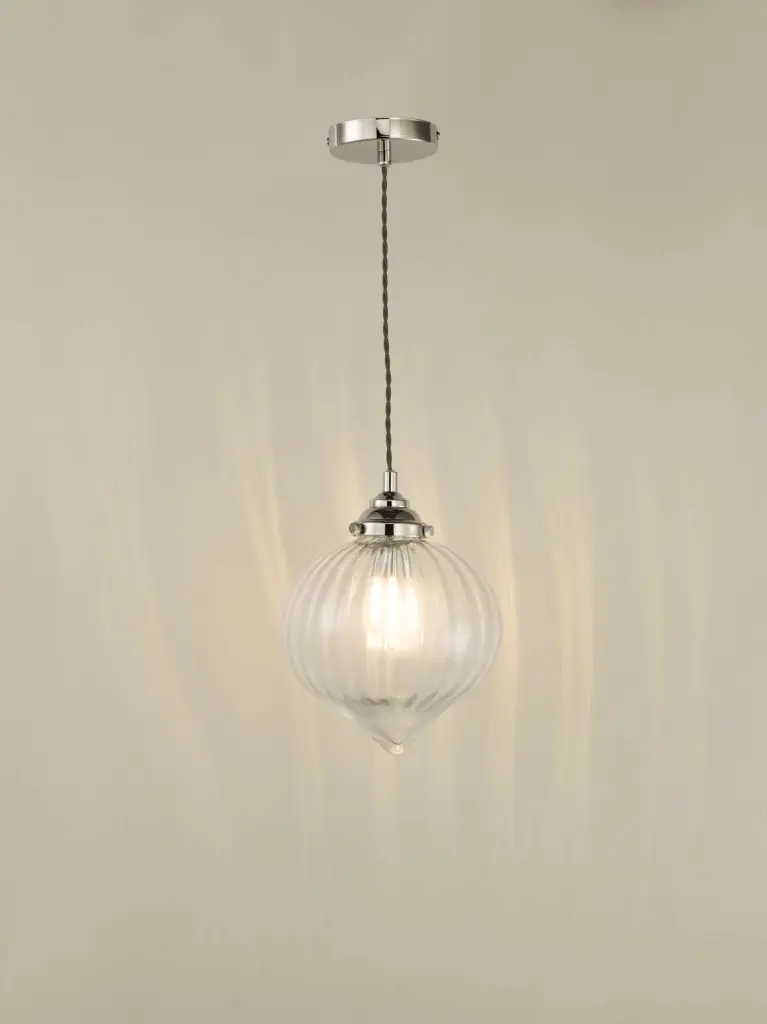 Mya Polished Nickel & Glass Pendant