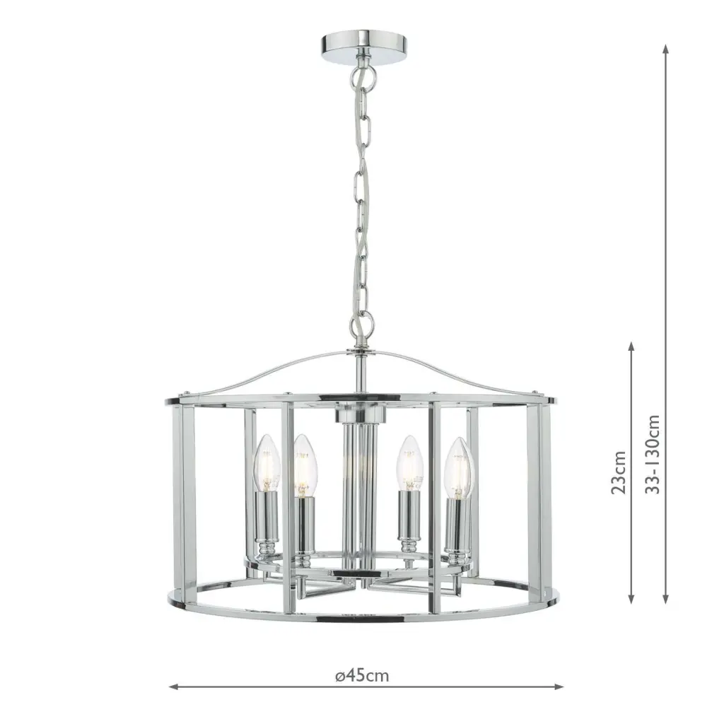 Myka 4 Light Polished Chrome Lantern