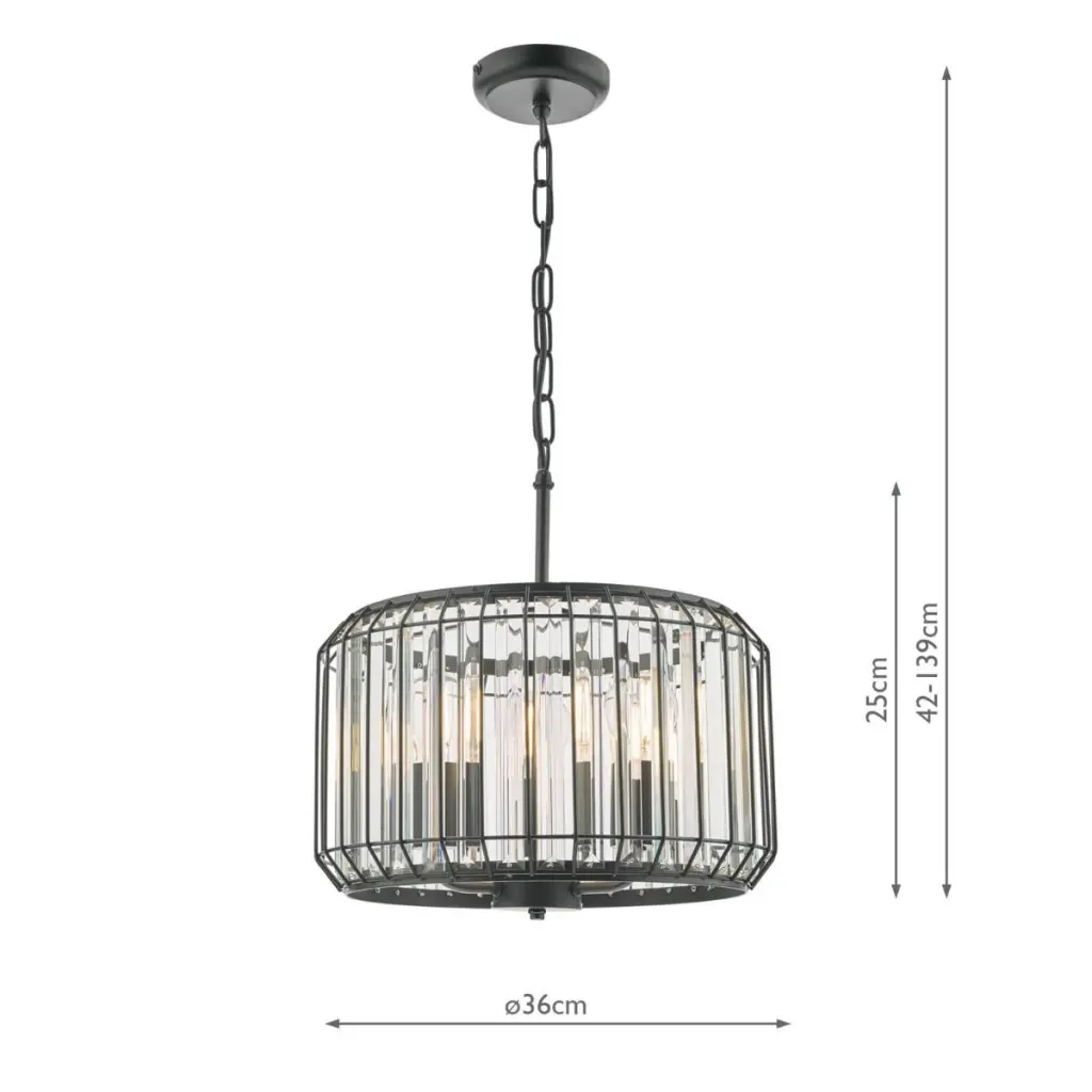 Naeva 3 Light Black Crystal Pendant