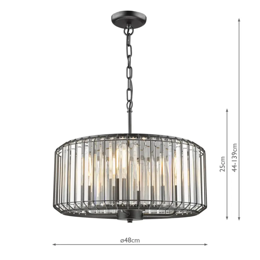 Naeva 4 Light Black Crystal Pendant