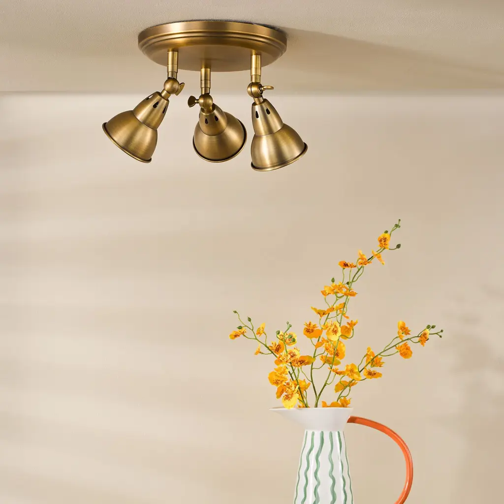 Nataniel 3 Light Spotlight in Aged Brass
