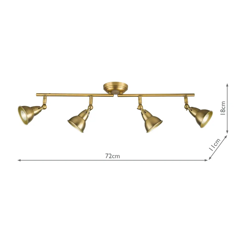 Nataniel 4 Light Aged Brass Spotlight Bar