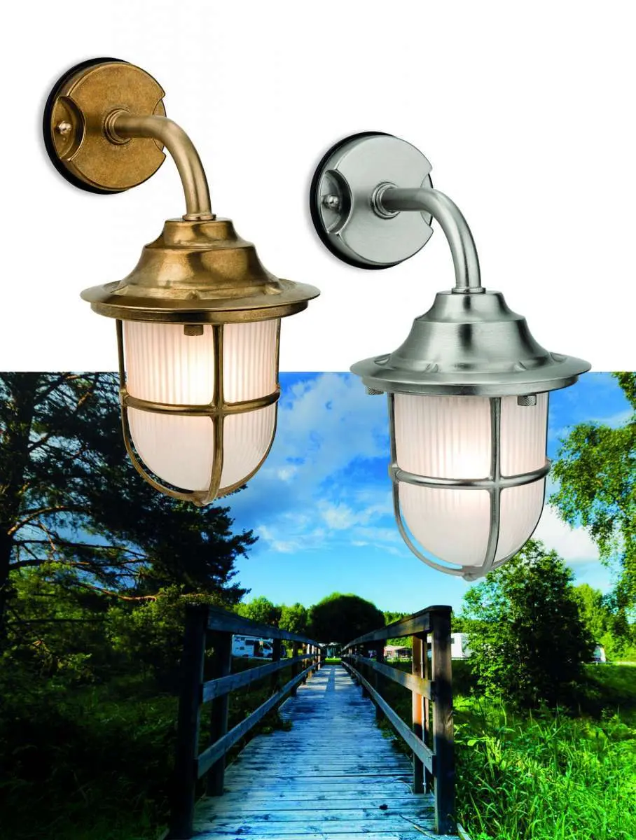 Nautic Outdoor Wall Light in Nickel Finish