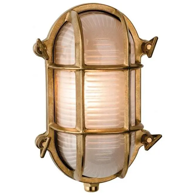 Nautic Oval Brass Flush Outdoor Wall Fitting