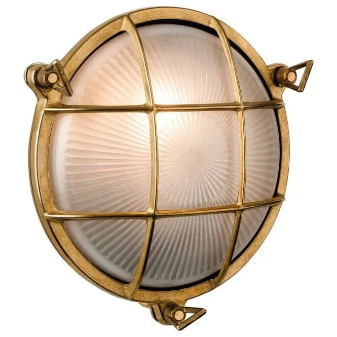 Nautic Round Brass Flush Outdoor Wall Fitting