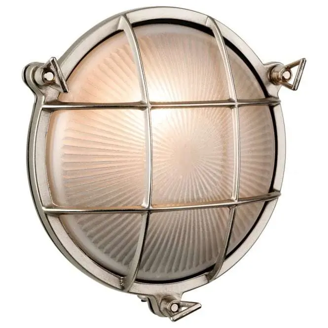 Nautic Round Nickel Flush Outdoor Wall Fitting