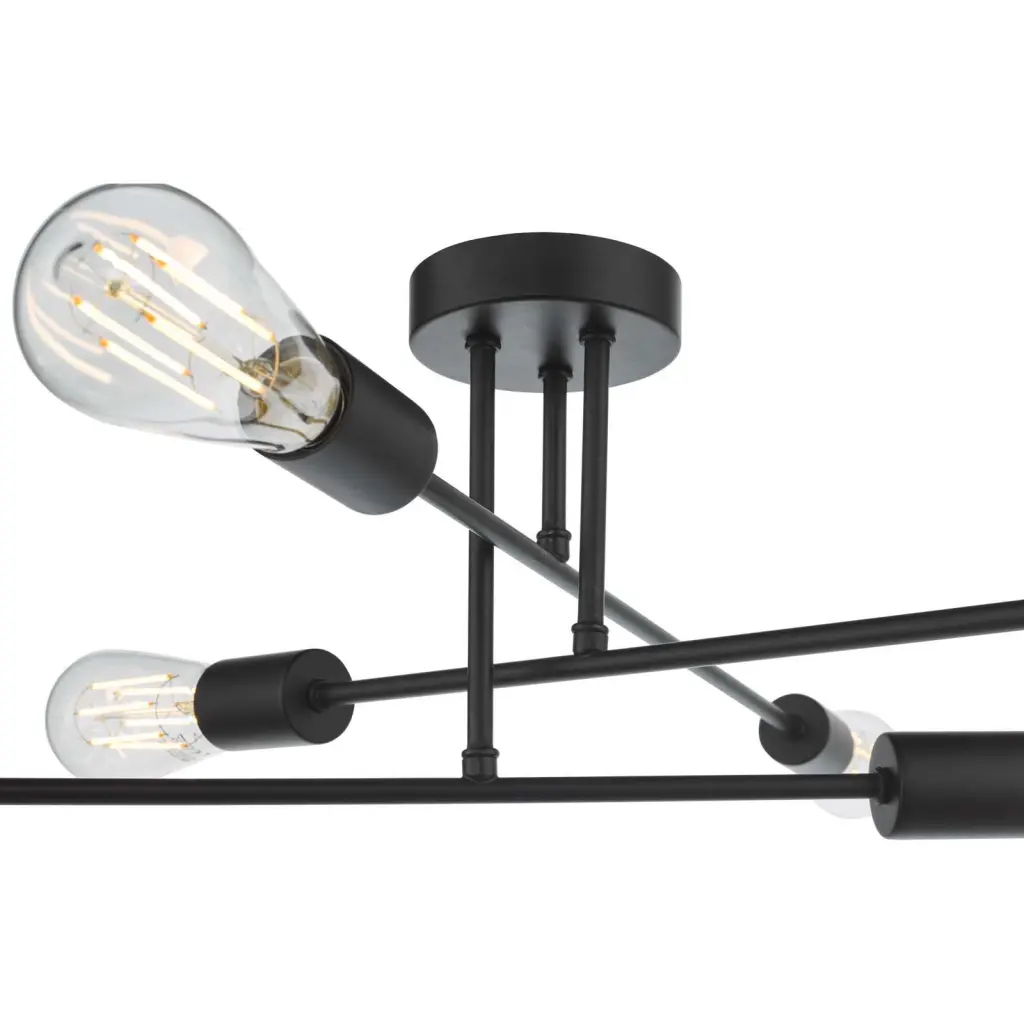 Neve 6 Light Matt Black Semi Flush