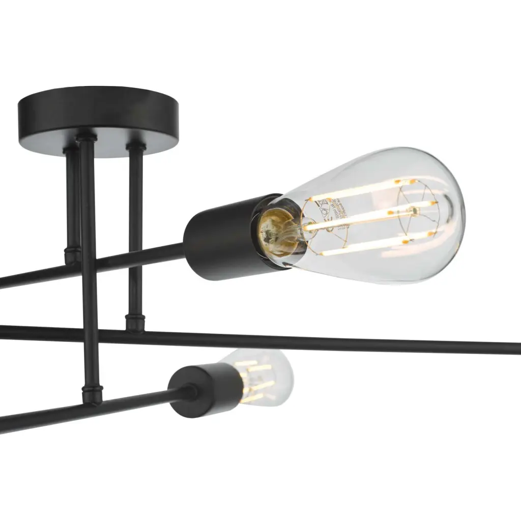 Neve 6 Light Matt Black Semi Flush