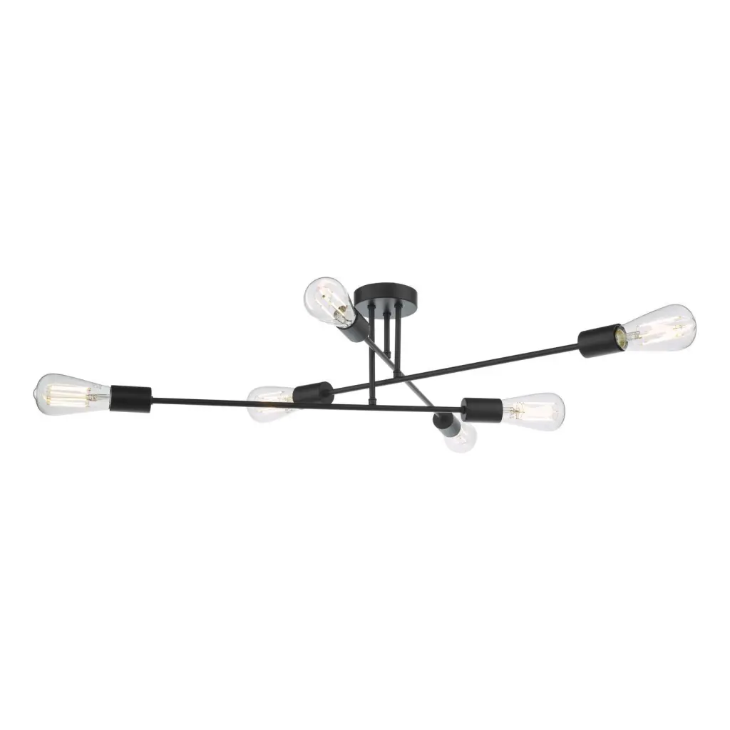 Neve 6 Light Matt Black Semi Flush