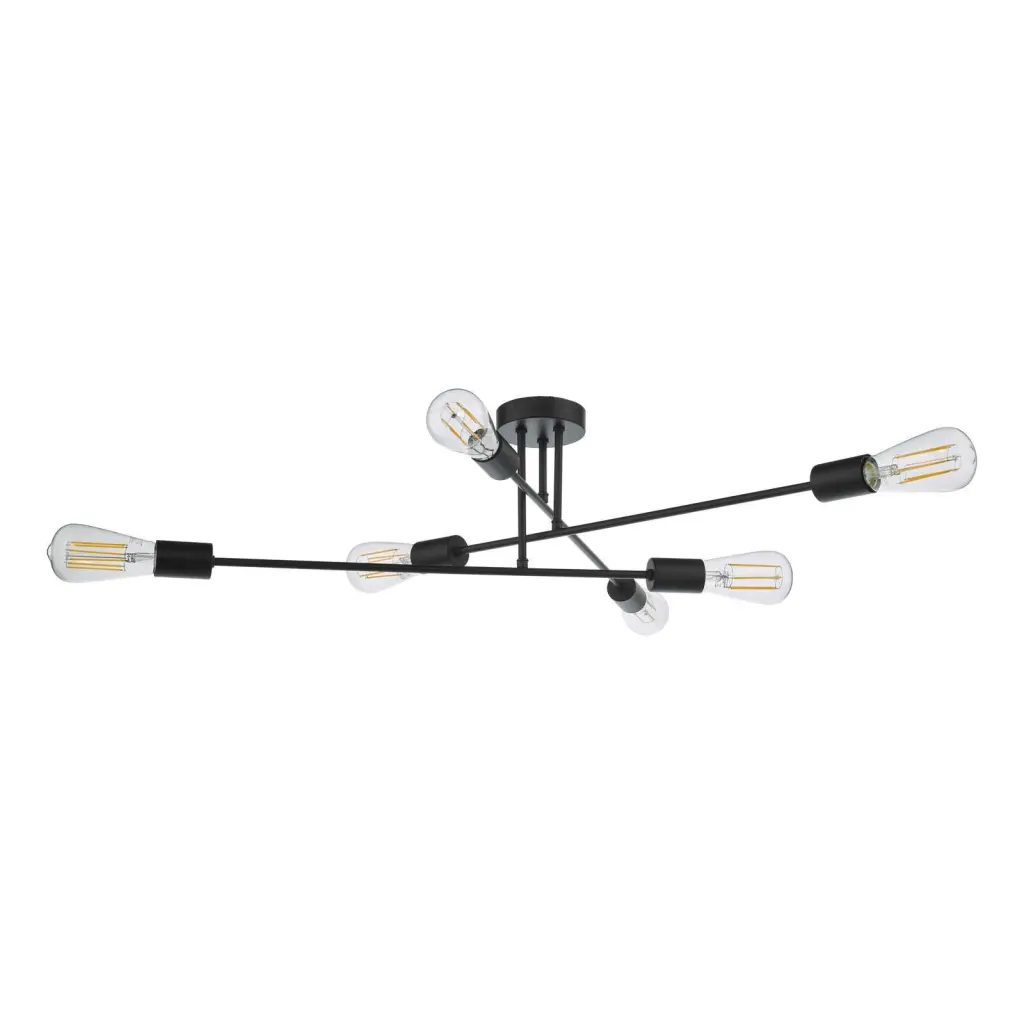 Neve 6 Light Matt Black Semi Flush