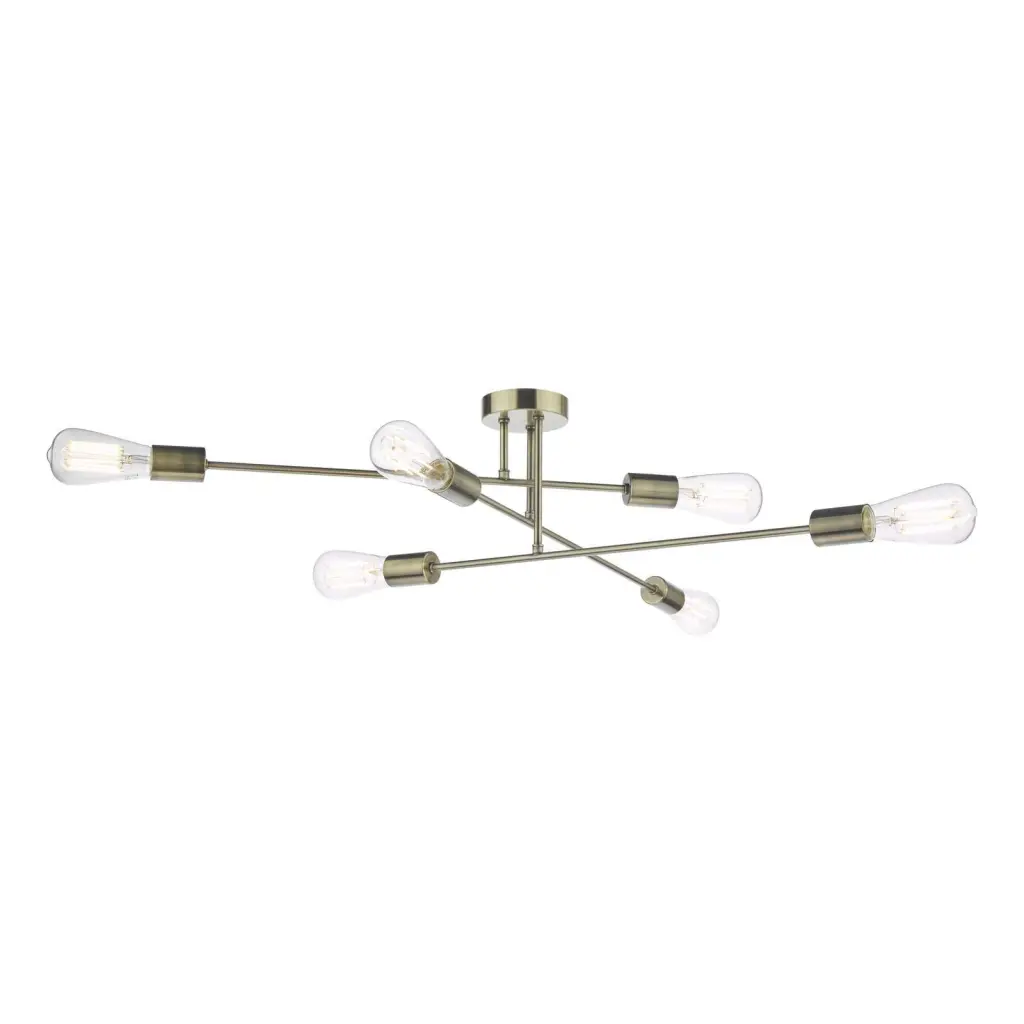 Neve 6 Light Antique Brass Semi Flush