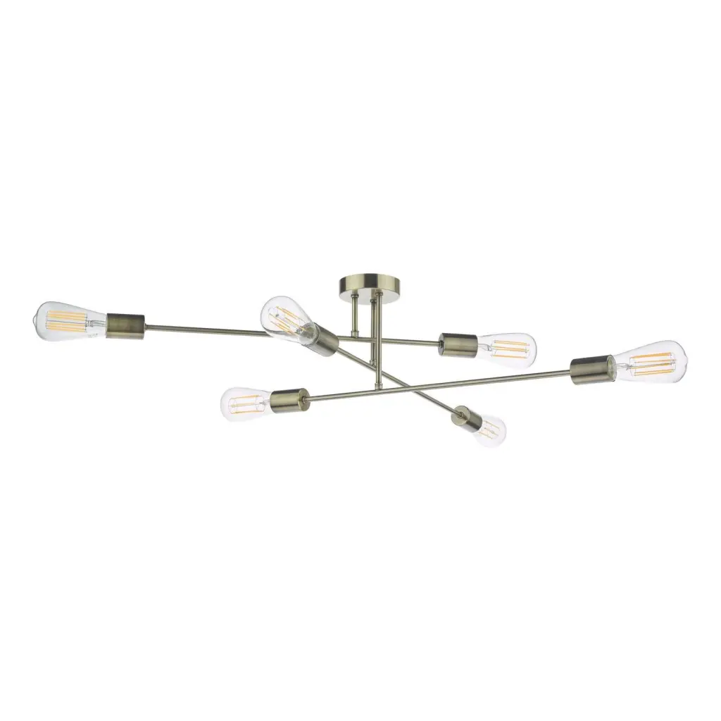Neve 6 Light Antique Brass Semi Flush