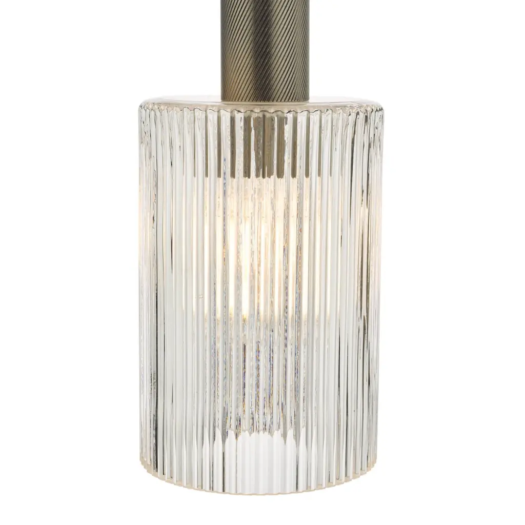 Nikolas Antique Chrome Pendant With Cylinder Ribbed Shade