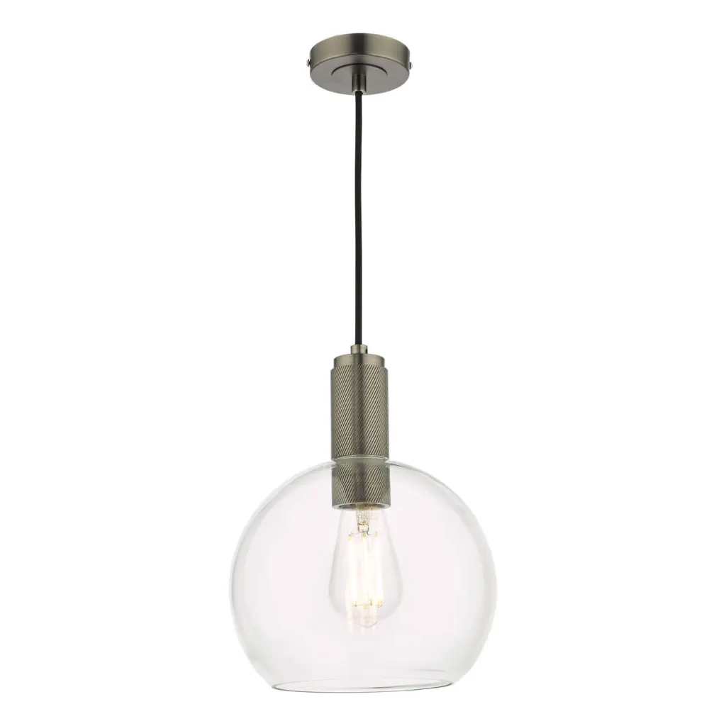 Nikolas Antique Chrome Pendant With Clear Glass Shade