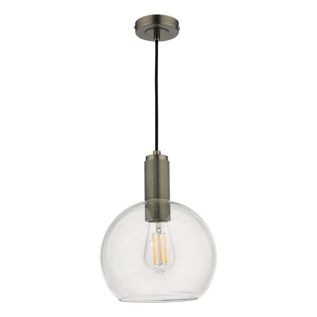 Nikolas Antique Chrome Pendant With Clear Glass Shade