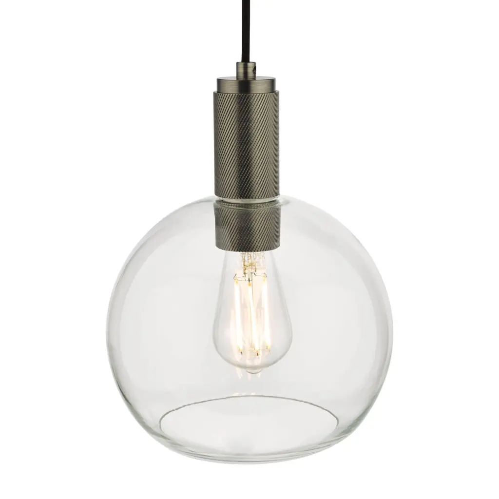 Nikolas Antique Chrome Pendant With Clear Glass Shade