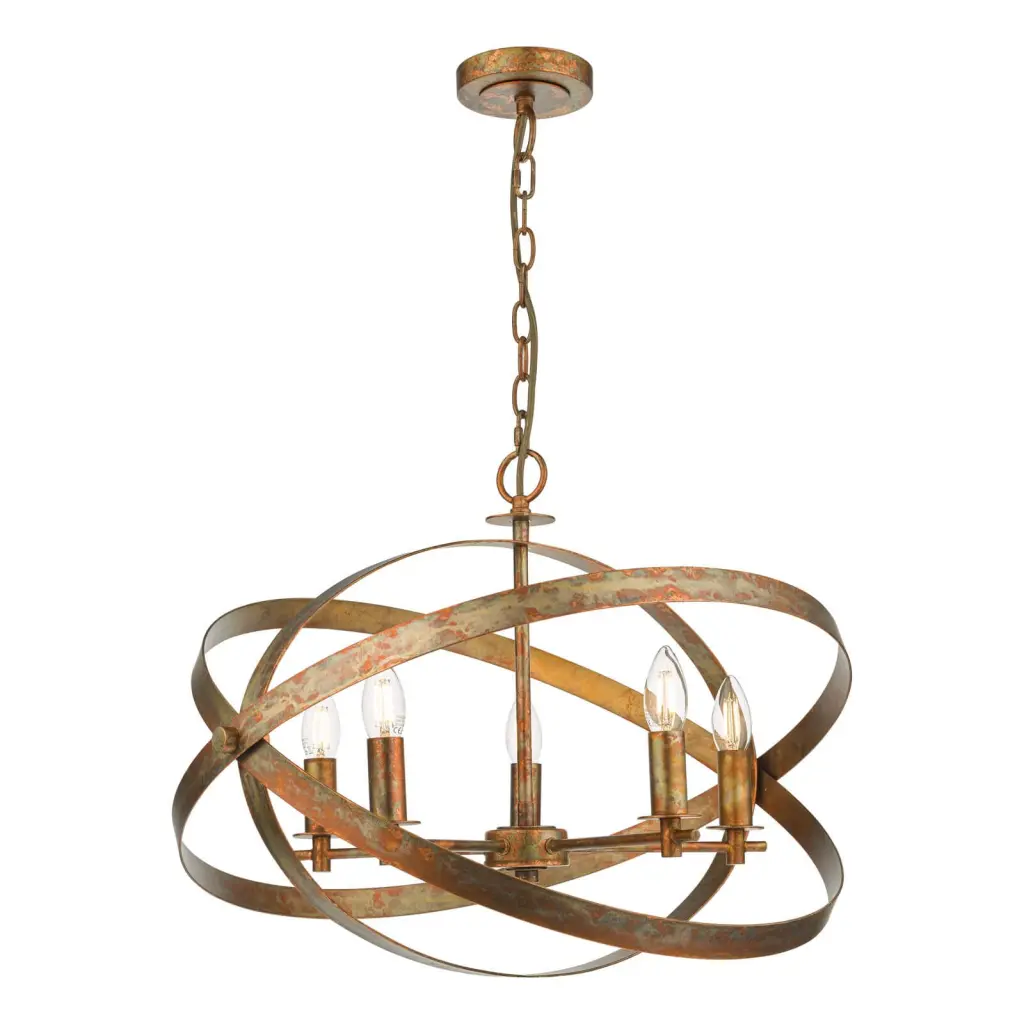 Nitya 5 Light Mottled Copper Pendant
