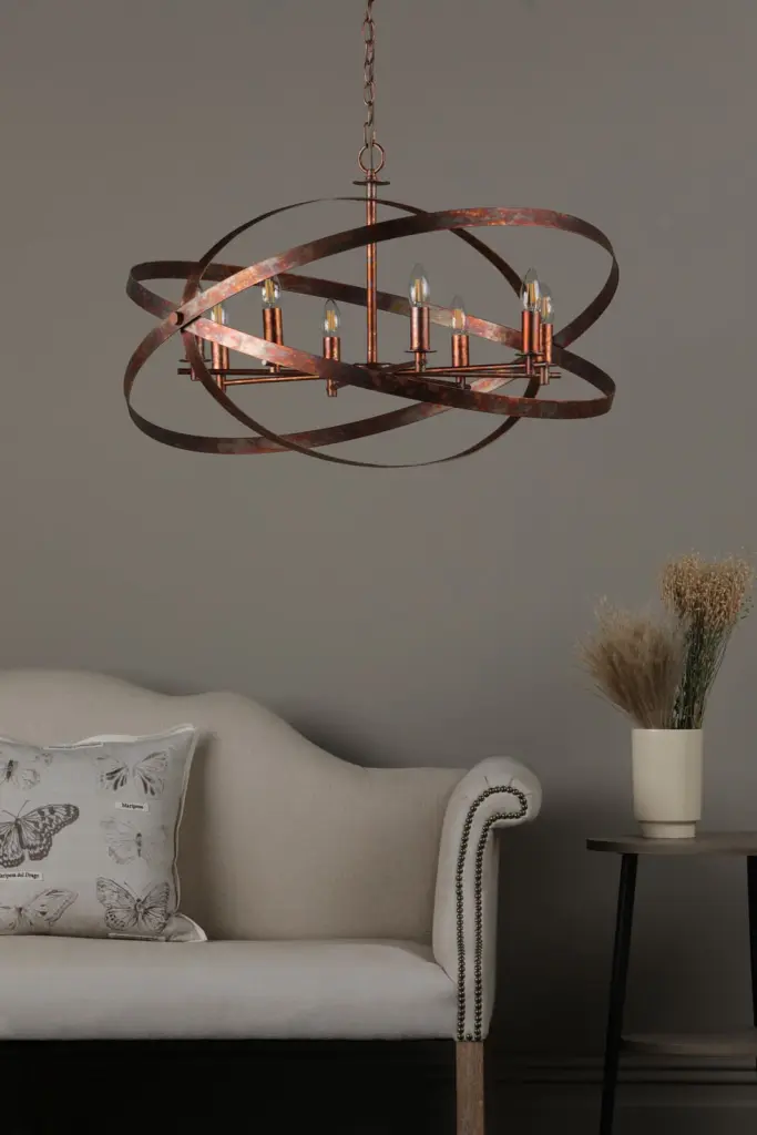 Nitya 8 Light Mottled Copper Pendant