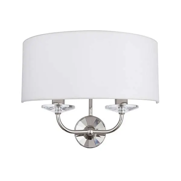 Nixon 2 light double Wall Fitting in Bright Nickel