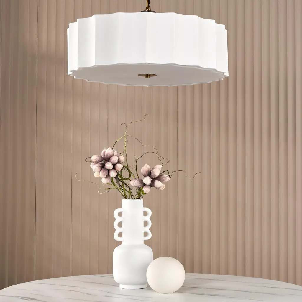 Noura 3 Light Bronze Ceiling Pendant with Ivory Shade