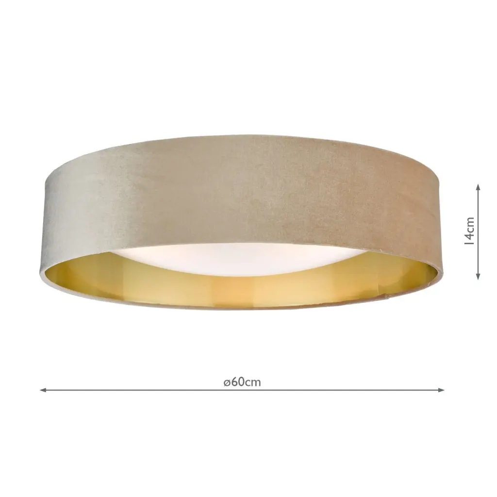 Nysa 2 Light 60cm Flush Fitting with Taupe Velvet Shade